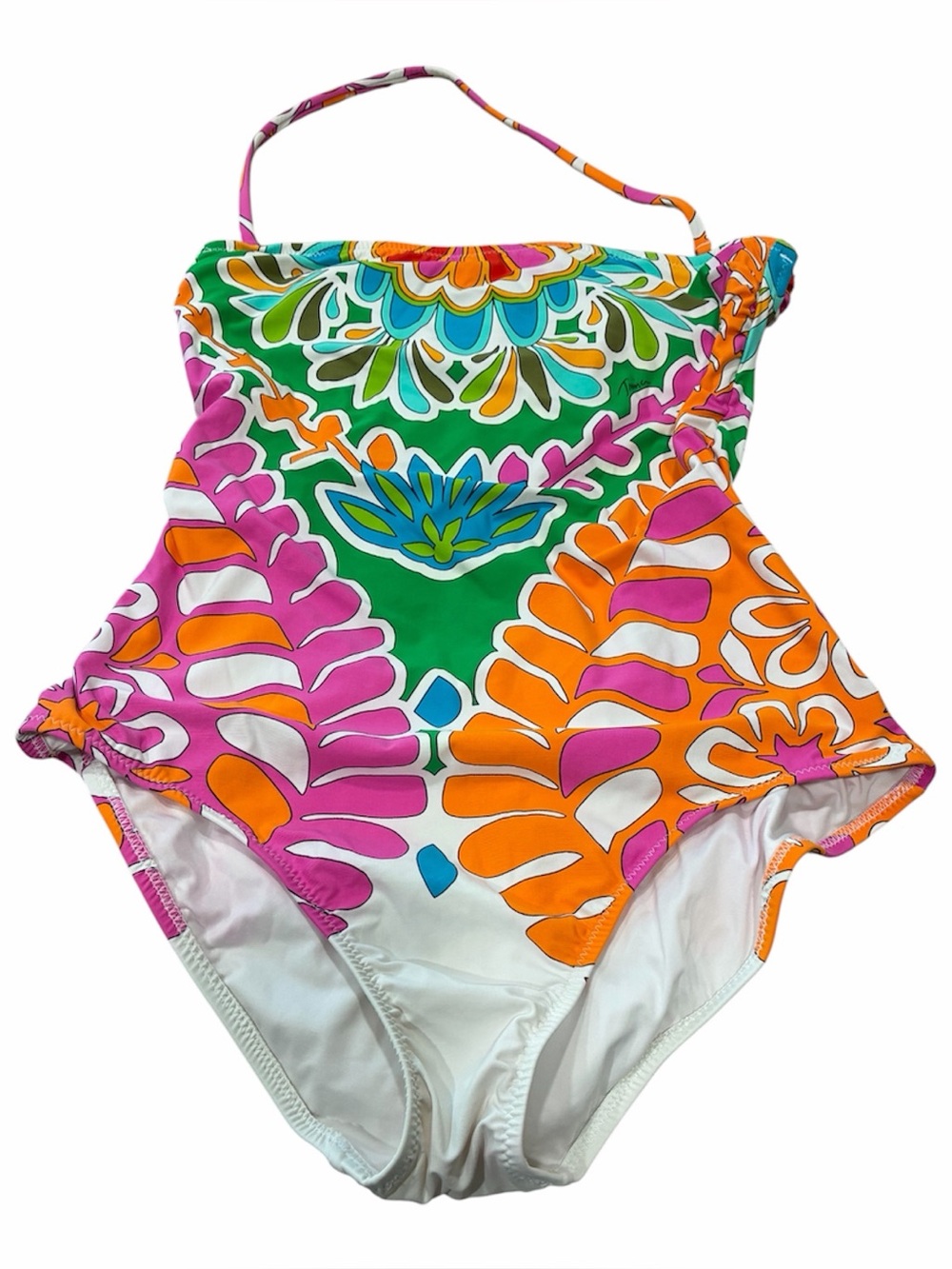 Trina Turk Tamarindo bandeau one-piece swimsuit vibrant geometric floral print